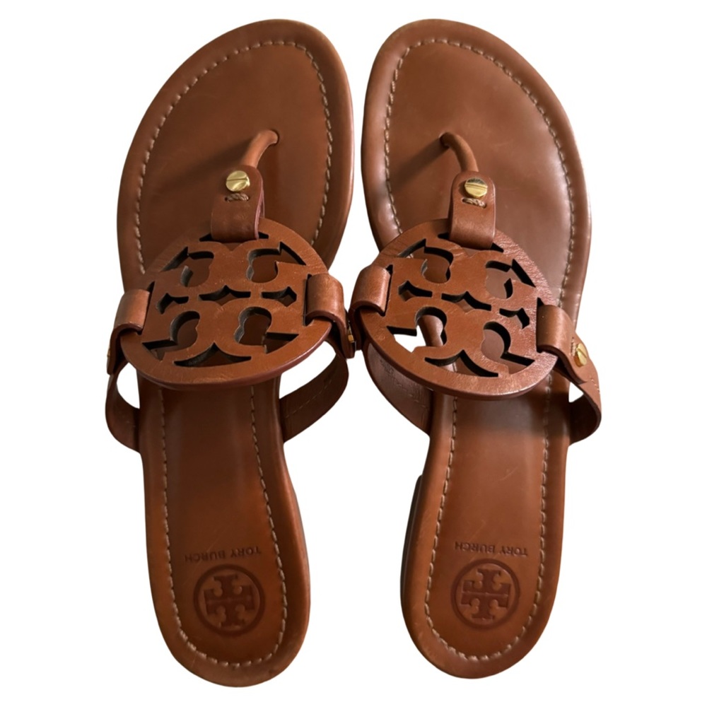 Tory Burch Miller Sandal Vintage Vachetta Leather Size 7.5